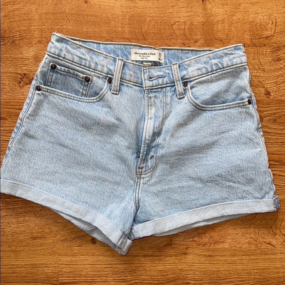 Abercrombie & Fitch Blue Jean Shorts with Cuffed Hems